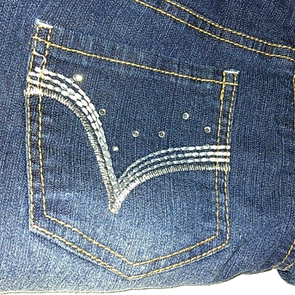 GUC Girls FADED GLORY Studded/Bedazzled Dark Wash Skinny Straight Jeans~Sz 14 1 - Picture 12 of 13